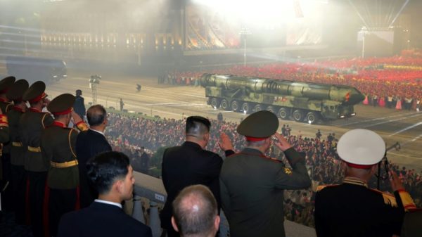 Kim Jong Un showed off North Korea's newest military hardware at a parade in Pyongyang