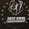 The NWSL logo is displayed before a 2022 playoff game