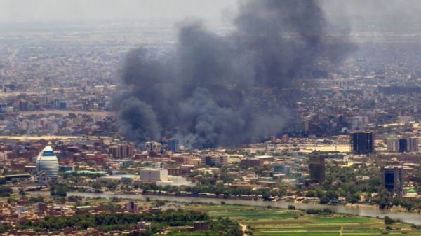 Smoke billows during fighting in the Sudanese capital Khartoum, on May 3, 2023