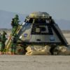 Boeing and NASA teams work around Boeing’s CST-100 Starliner spacecraft after it landed at White Sands Missile Range’s Space Harbor, May 25, 2022