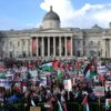 Pro-Plestinian protesters packed Trafalgar Square for the 'London Rally For Palestine'