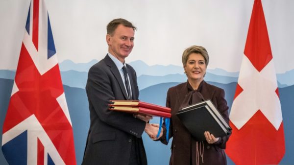 UK and Swiss finance ministers Jeremy Hunt and Karin Keller-Sutter signed the deal in Bern