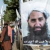 A poster of Taliban Supreme Leader Hibatullah Akhundzada on a road in Kabul in August 2023: the UN Security Council adopted a resolution calling for a special envoy for Afghanistan to increase engagement with the country's leaders
