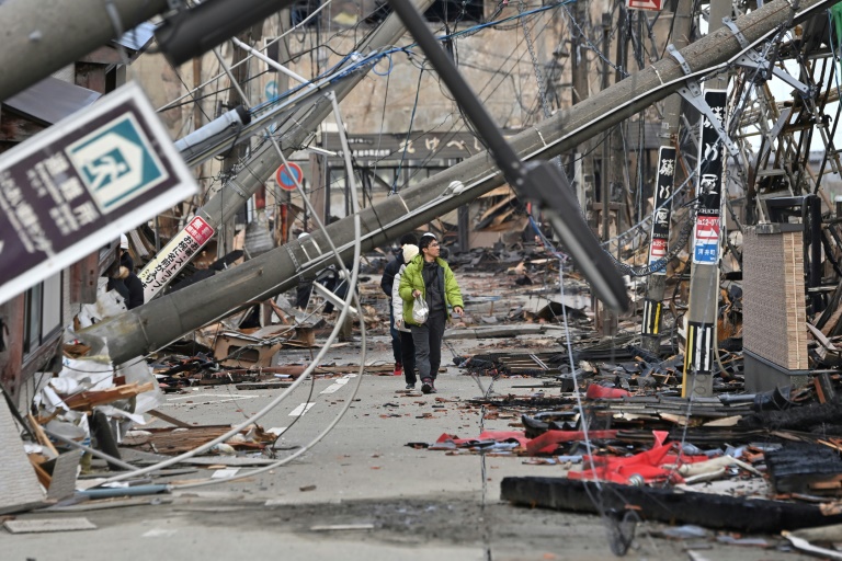 Scenes of destruction were seen in the coastal town of Wajima