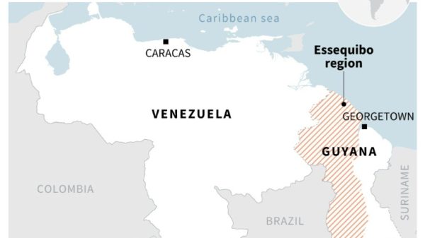 Disputed territory between Venezuela and Guyana